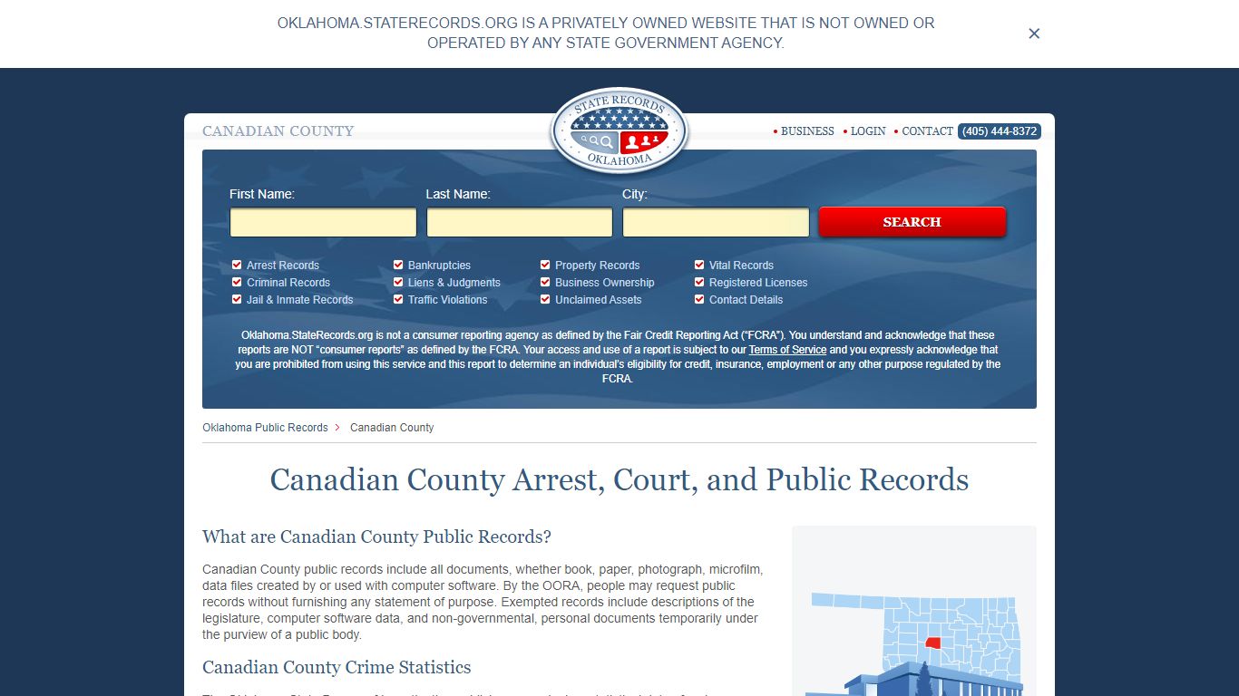 Canadian County Arrest, Court, and Public Records